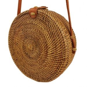 Anthropologie Street Level Round Rattan Purse
